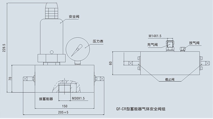 蓄能器气体安全阀外形尺寸